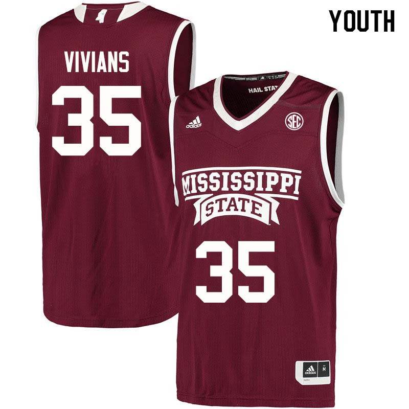 Youth #35 Victoria Vivians Mississippi State Bulldogs College Basketball Jerseys Sale-Maroon - Click Image to Close